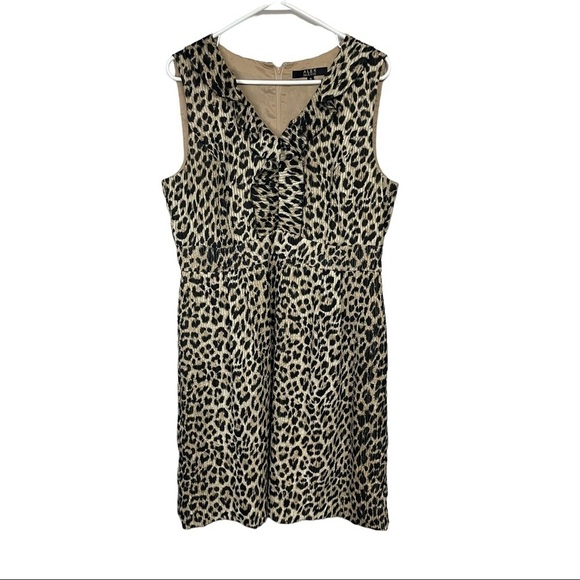 alex Marie Animal Print Ruffle Front Sleeveless Metallic Midi Party Dress, 16 - Picture 1 of 10